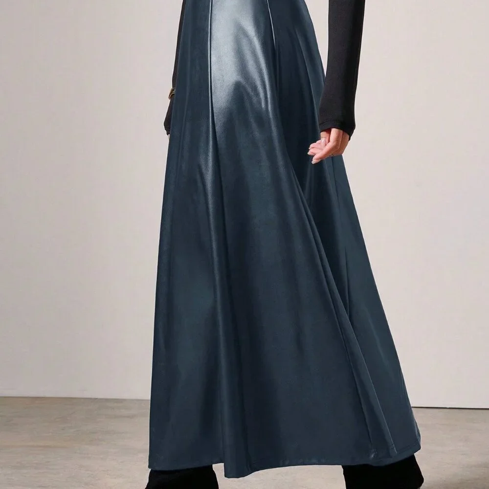Navy Blue Elegant Women's Long Skirt